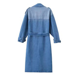 Explosion Spring New Loose Double Buckle With Belt Denim Wind Coat Coat Coat