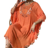 Beach Dress 2025 New Beach Hooded Hook Splicing Tunne Bikini