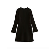 2025 Women's Autumn New Temperament Light-Cooked Round-Neck Knitted Long Sleeves Mini Dress