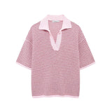 2025 Summer New Women's Loose Knit POLO Shirt Top High Waist Shorts