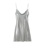 Women's Clothing 2025 Winter New Fashion Banquet Bright Metal Collar Short Sling Dress