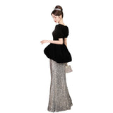 Black Evening Dress Dresses Women's Banquet Light Luxury Small Adult Hosts French Fishtail Temperament Long Evening Dress