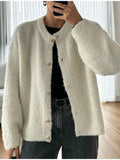 Autumn/Winter 2025 Women's Comfortable Casual Solid-Colored Knitted Shirt Jacket