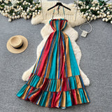 Small Design Buckle Loose Collar With Long Dress Women Summer Waist 100 Folded Shirt Collar Splicing Long Dress