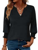Women's 2025 Fashion Shirt Seven-Sleeve Flower Printed Casual Shirt Summer T-Shirt