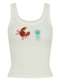 2025 Summer New Women's Fashion Hottie Starfish Decorated Sleeveless Vest Leek Skirt Set