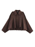 Women's 2025 Spring New Fashion Pilot Bat Sleeve Zipper Jacket T-Shirt