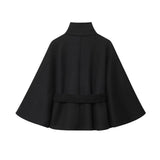 Women's Clothing 2025 New Fashion Temperament Waist Cape High-Neck Coat