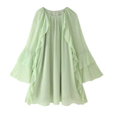 Autumn New Women's Dress In The Escape Princess Dress Gentle Chiffon Layer Lotus Leaf Side Dress