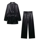 2025 New Women's Autumn Commute Double Suit Jacket + Vertical Trousers Suit
