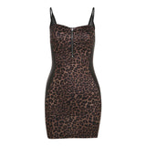 2025 Summer New Women's Leopard Sexy Sexy Hot Girl Collared Body And Hip Dress