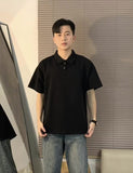 Fashion Short-Sleeved Men Polo Shirt Handsome Summer Hip Men's Shoulder Shirt Collar T-Shirt Niche Cotton Five-Sleeve