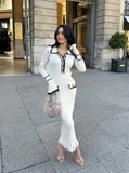 Autumn French Elegant Little Fragrant Knitted Dress Dress Women Fashion Collar Long Sleeve Slim Slime