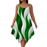 Summer 2025 Summer Fashion Swing Shoulder Strap Print Lady Large Size Dress Random Print