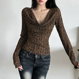 2025 Autumn And Winter New Women's Fashion Retro Hot Girls Collar Hole Printing Bottom Top