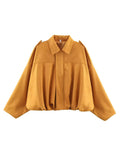 2025 Spring New Women's Fashion Army Green Velvet Effect Short Long Sleeve Epaulets Coat