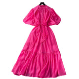 Oceanish Lantern Sleeve Strap With Waist Single Buckle Dress + Inside The Sling Dress Suit