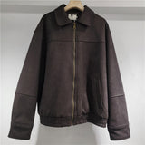 Women's 2025 New Retro Collar Imitation Leather Jacket Casual Coat