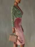 2025 Women's Dress Glossy Elastic Velvet Body Ass High-Waisted Fishtail Dress Dress Dress