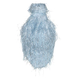 2025 Spring New Women's Pure Hot Girl Sexy Hanging Back Light Filament Espoo Short Outer Vest
