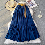 White Half-Dress Women's Dress 2025 Summer Small Medium Long Leisure High-Rise Thin Thong Ponve Cake Skirt