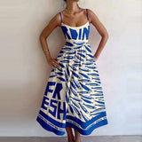 Women's New 2025 Spring Dress Solid Color Sexy U-Neck Waist Folding Sling Dress
