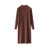 Autumn And Winter With Coat Sweater Dress Women Loose Fashion With Medium And Long Bottoming Over The Knee Knit Dress
