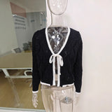 Spring/Summer 2025 New Temperament V-Necked Liangs Sleeve Knitted Long Dress
