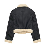 Women's Clothing Autumn And Winter Street Wind Double-Sided Grasp Velvet Leather Jacket Locomotive Leather Locomotive