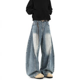 Gradient Retro Broad-Legged Jeans Design Feel Small Cat Bends Trousers Hanging Trousers Trousers