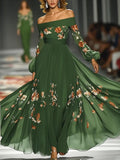 2025 Women's Long-Sleeved Collar Digital Print Dress Dress