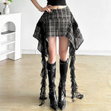 2025 Summer New Women's Retro Port Style Splicing Irregular Design Body Skirt
