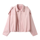 2025 Spring Pilot Jacket Bat Sleeve Zipper Loose Tuffen Jacket Women's Casual Jacket