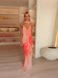 2025 Summer Fashion New Women's Sexy Hot Girl V-Neck Print Sling Dress Dress Dress