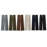 Caught Waist Wide Leg Double-Layered Leisure Trousers 2025 Spring And Summer New Women's Rope High Waist Folding Broad Leg Trousers