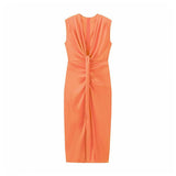Sexy Deep V Collar Folded Open Fork Dress Female Summer New Temperament Thin Dress Dress Dress Dress