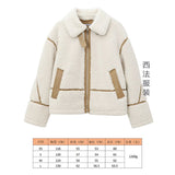 2025 Women's Autumn And Winter Fashion Colliding Splicing Lead Resin Zipper To Keep Warm Imitation Lamb Jacket