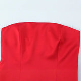 Red And White Tsets 2025 Spring And Summer Shoulder Repair Silk And Silk Textured Back Zipper Short Vest Woman