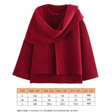 2025 Winter New Women Equipped With Scarf Long-Sleeved Blended Coat Loose Temperament Coat