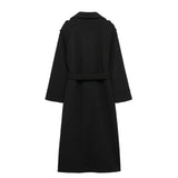 2025 Women's Autumn Classic New Double Buckle Belt Long Hair Coat