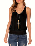 2025 Summer Short Sleeve New Hot Pure Color Buffet Sleeveless Waist Knitted Leisure Vest Fashion