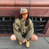 Women's 2025 Spring New Fashion Pilot Bat Sleeve Zipper Jacket T-Shirt
