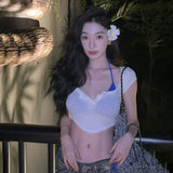Spring 2025 Fashion Trend Women's New Square Neck Short Sleeves Empathize With A Sling T-Shirt