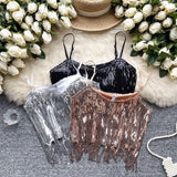 Tamou Sling Vest Female Dance Performance Costume Pure Hot Girl Breasts Glitter Umbilly Umbilly Chic Tops
