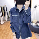 Vintage Spliced Denim Jacket Girl Spring And Autumn Loose Design Sense Small Casual Pink Workwear Top
