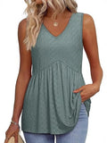 2025 New Women's Vest Flowing Lotus Leaf Side Top Women's Elegant Sleeveless V-Neck Doll Vest