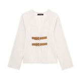 Women's Clothing 2025 Spring New Fashion V-Neck PU Leather Tripling With Soft Coat