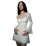 2025 Winter New Women's Dress French Temperament Fashion Side To Receive Waist Thin Horns Sleeve Dress Woman