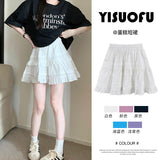 White Lace Skirt Girl Spring And Autumn Summer Ballet Cake Dress Sweet High-Waist A Word Ponum Half-Body Skirt