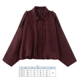 Women's 2025 New Bat Sleeve Loose-Fitting Velvet Bomber Jacket Jacket